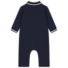 Baby Boys Navy Blue Logo Polo Romper, 1, hi-res