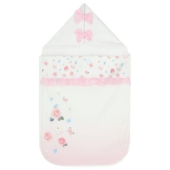 Baby Girls White & Pink Ruffled Floral Nest