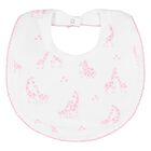 Baby Girls White & Pink Giraffe Bib, 1, hi-res