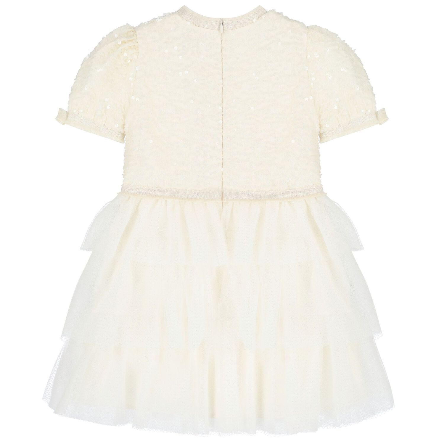 Girls Ivory Embellished Tulle Dress, 1, hi-res image number null