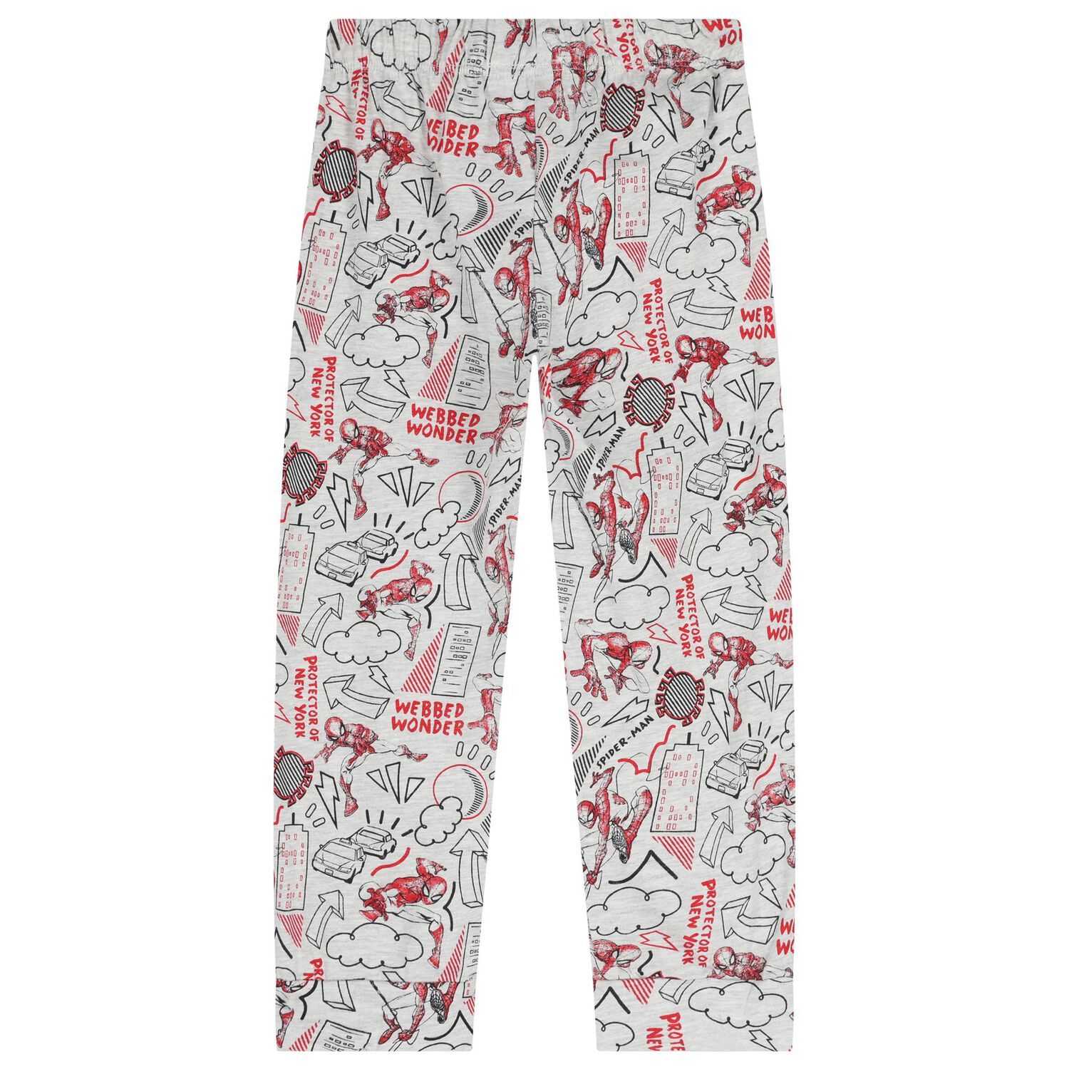 Boys Red & Grey Spiderman Pyjamas, 1, hi-res
