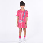 Girls Pink Sequin Logo Dress, 1, hi-res