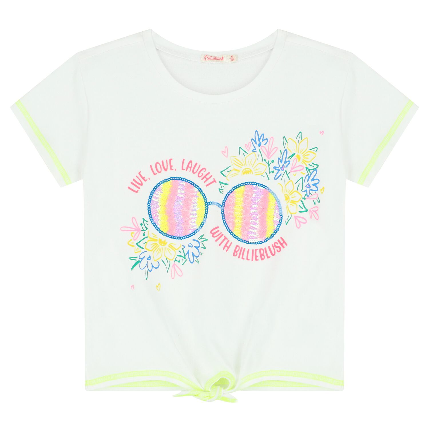 Girls White Sequins T-Shirt, 1, hi-res