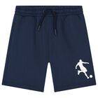 Boys Navy Blue Logo Shorts, 1, hi-res