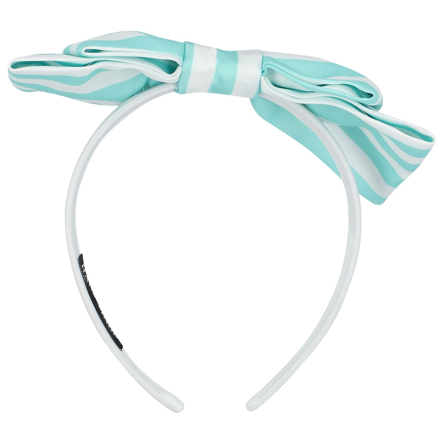 Girls Aqua & White Striped Bow Headband, 2, hi-res image number null