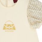 Younger Girls Ivory & Gold Bag Dress, 1, hi-res