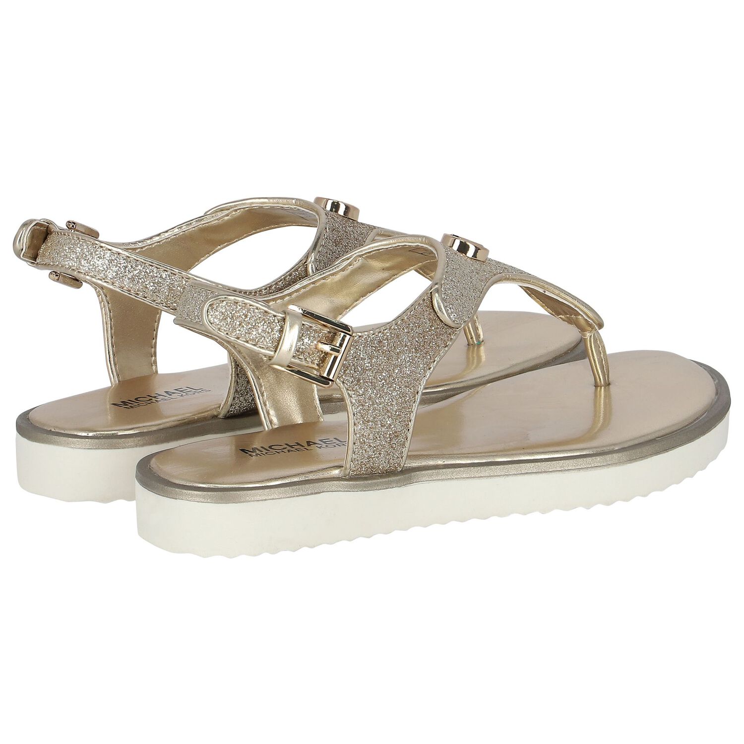 Girls Ivory & Gold Sandals, 1, hi-res