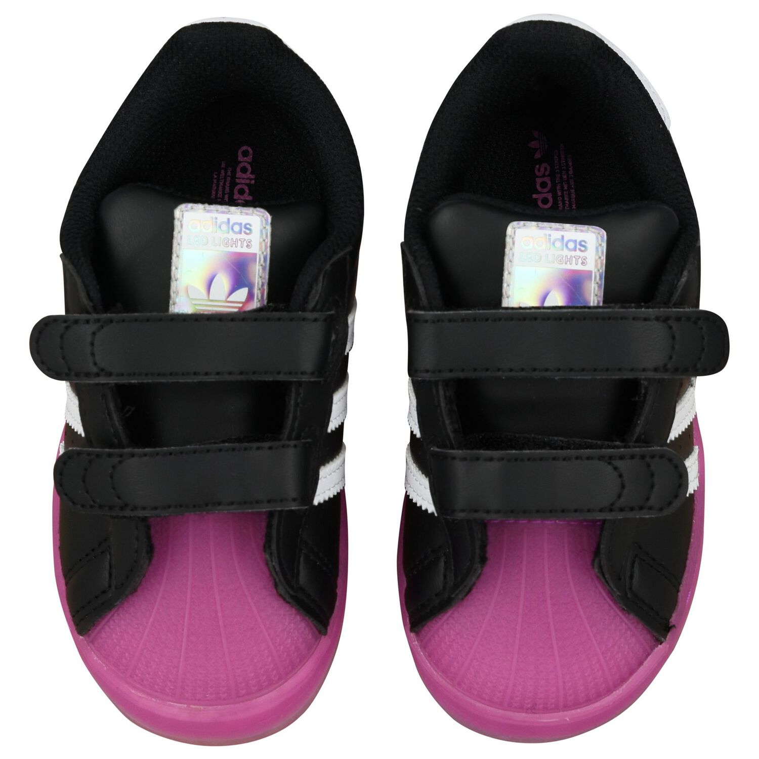 Girls Black & Pink Superstar Led Lights Trainers, 1, hi-res image number null