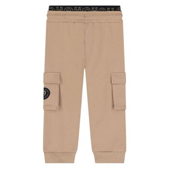 Younger Boys Beige Logo Joggers