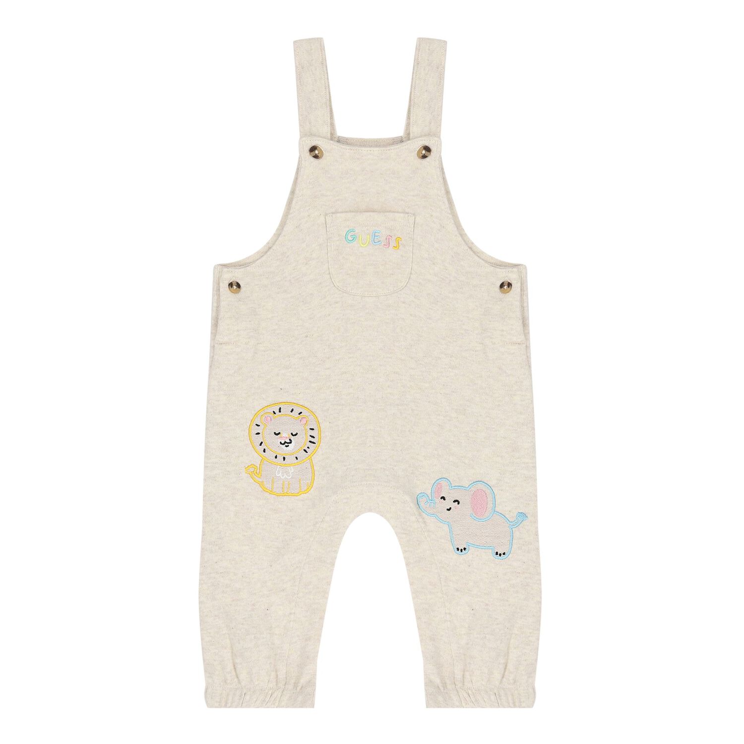 Baby Girls Beige Logo Dungaree Set, 1, hi-res