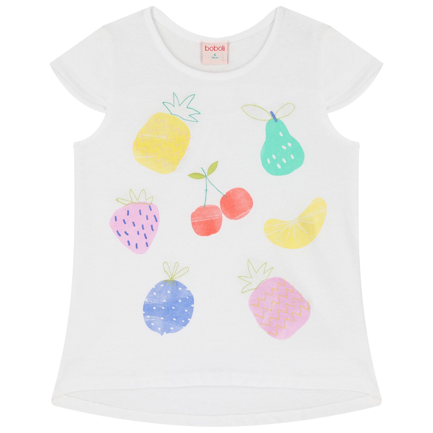 Girls White & Pink Fruits Shorts Set, 1, hi-res image number null