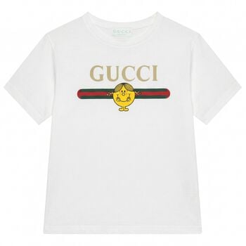 Girls White Web Striped T-Shirt