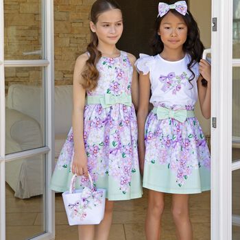 Girls Purple & Green Floral Dress