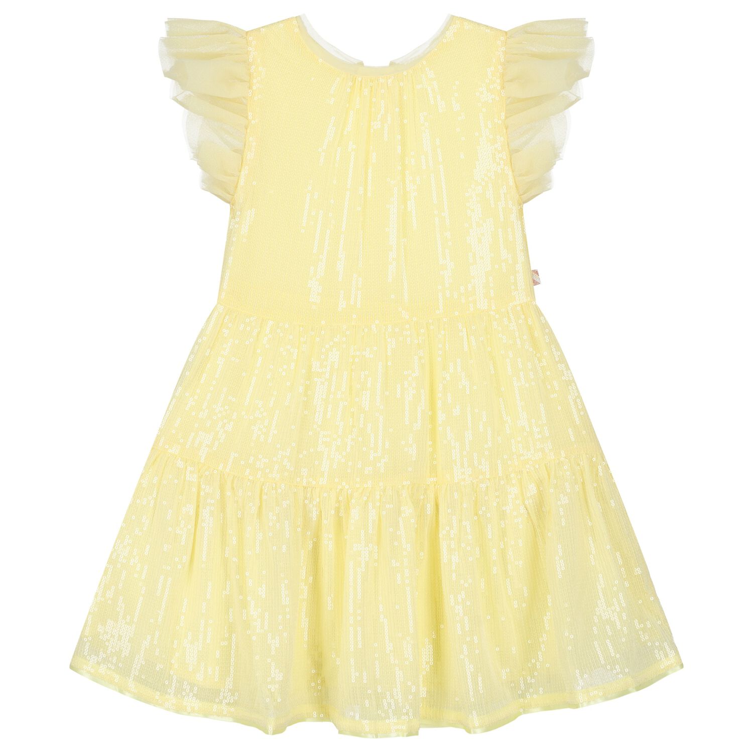 Girls Yellow Chiffon Sequin Dress, 2, hi-res image number null
