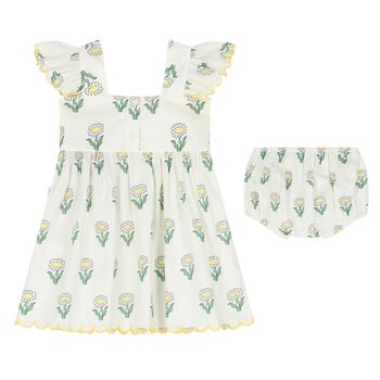 Younger Girls Ivory Daisy Dress Set