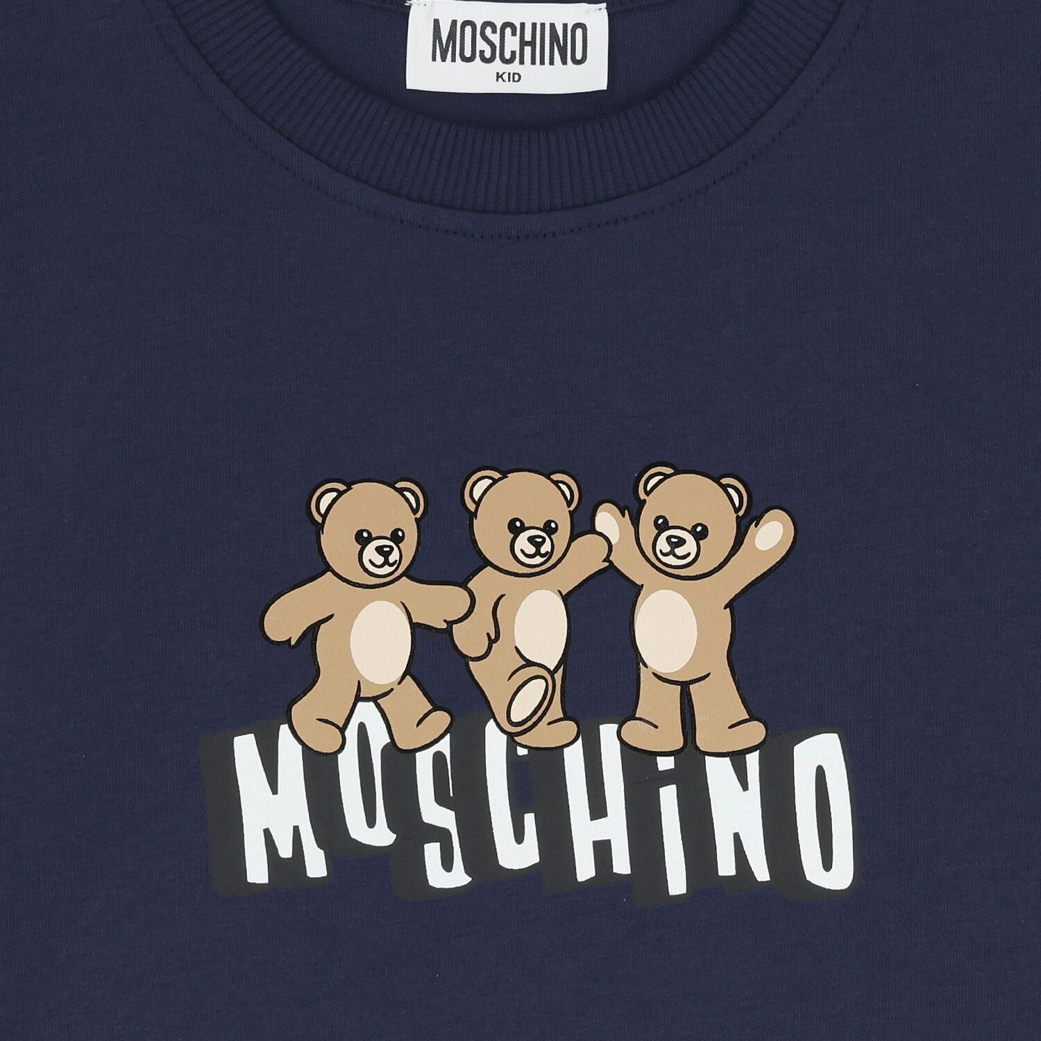 Boys Navy Blue Teddy Bear Logo T-Shirt, 3, hi-res