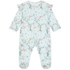 Baby Girls Mint Floral Ruffled Babygrow, 1, hi-res