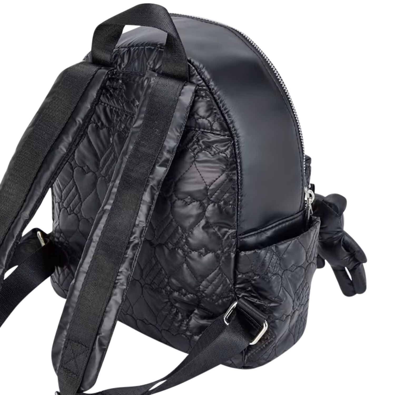 Girls Black Quilted Backpack, 3, hi-res