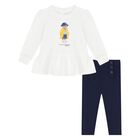 Baby Girls White & Navy Blue Leggings Set, 1, hi-res