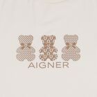 Girls Ivory & Beige Teddy Bear Logo T-Shirt, 1, hi-res