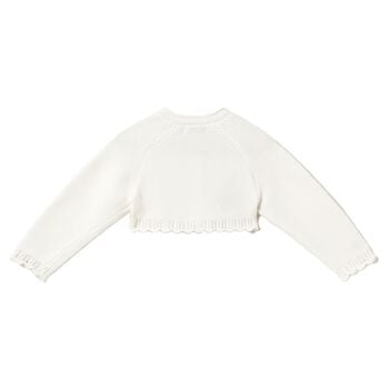 Younger Girls Ivory Knitted Cardigan