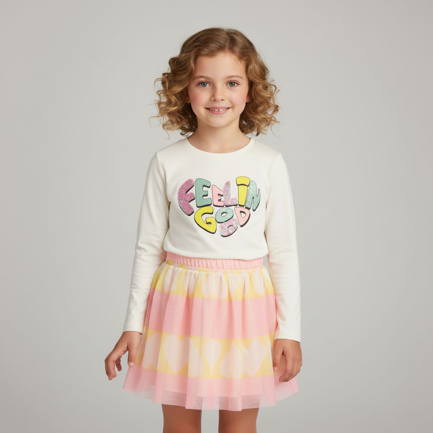 Girls Ivory Long Sleeve Top, 1, hi-res