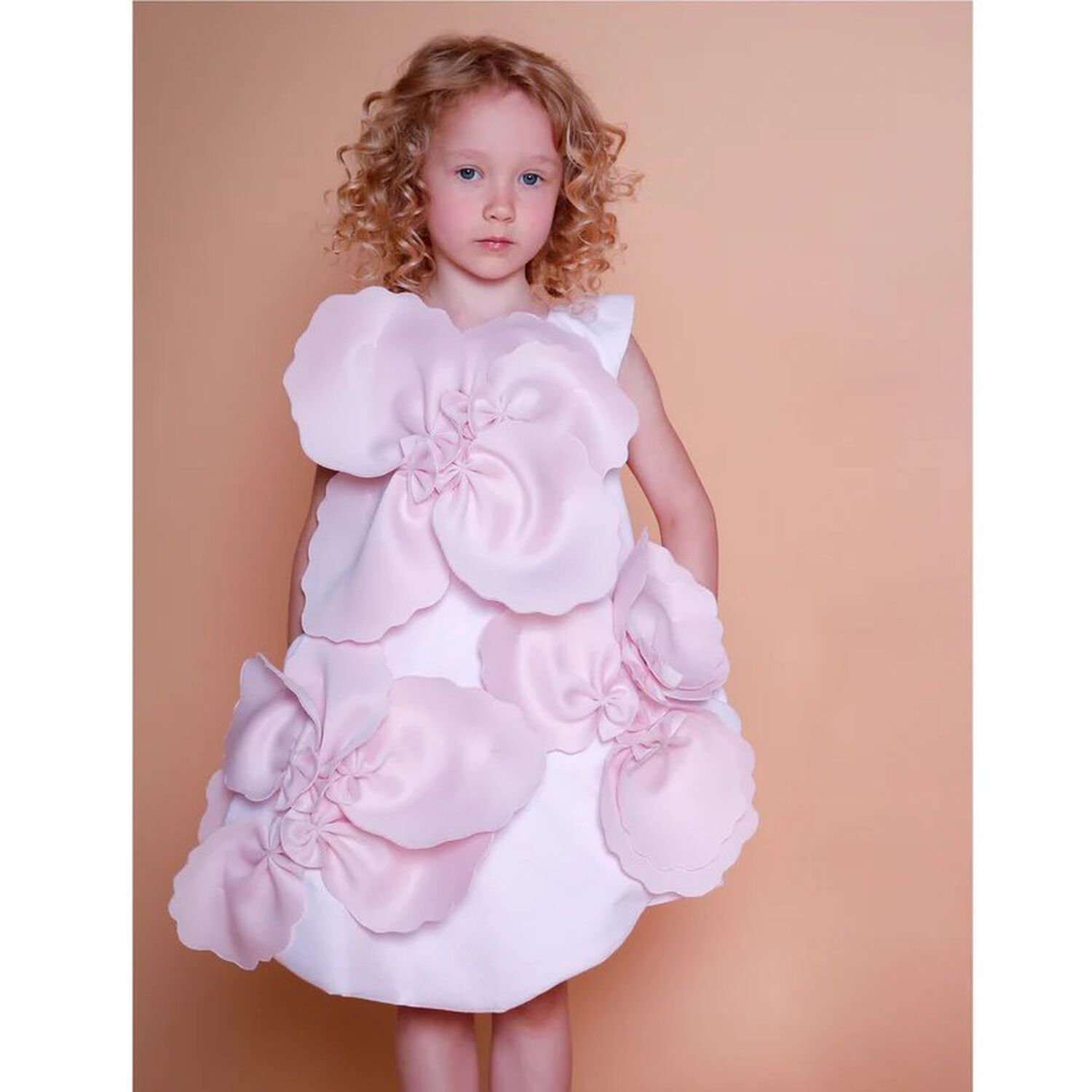 Girls Pink Scuba Flower Dress, 1, hi-res