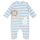 Baby Boys Blue Striped Babygrow, 1, hi-res