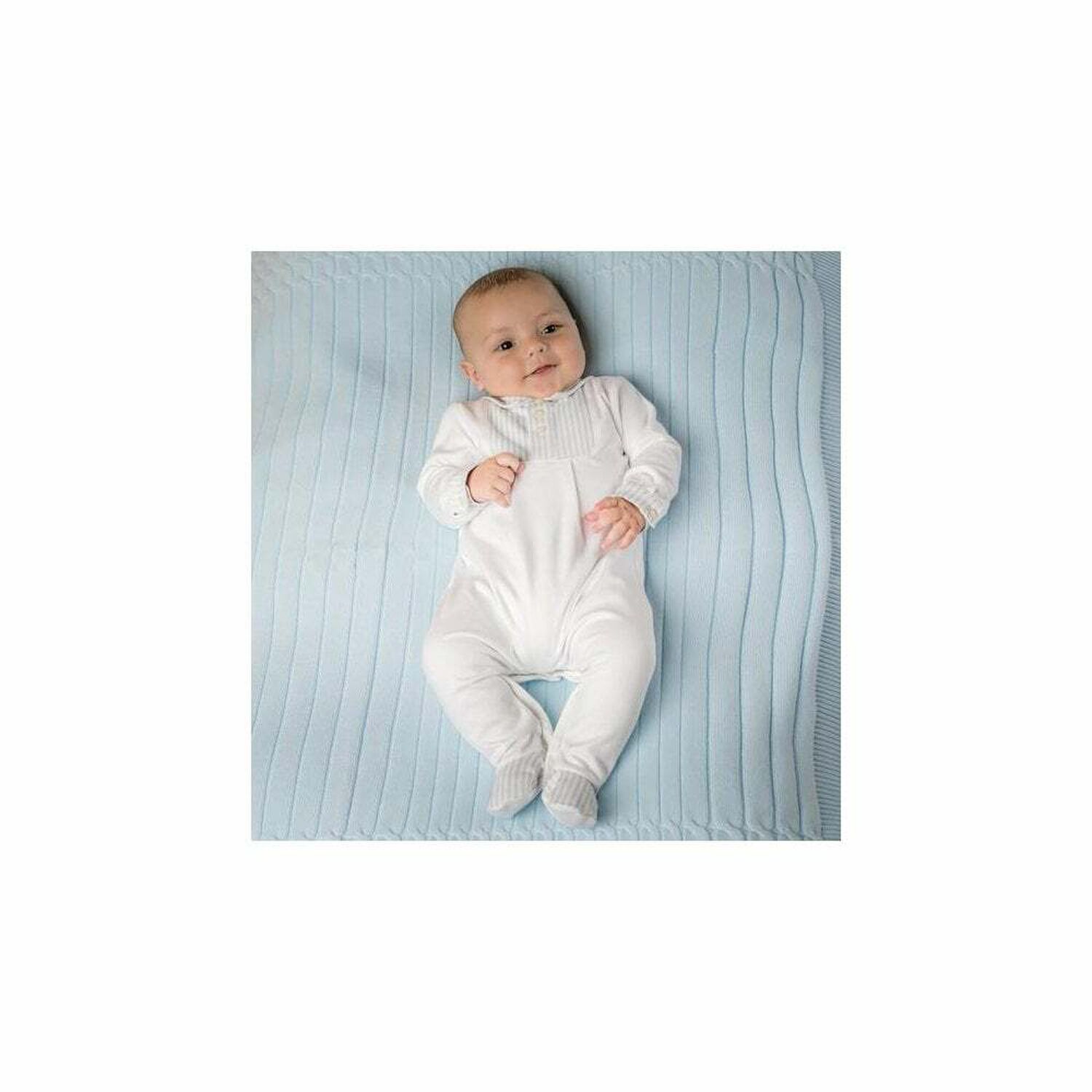 Boys White & Blue Smart Babygrow , 1, hi-res