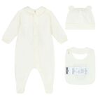 Ivory Teddy Bear Logo Babygrow Gift Set, 1, hi-res