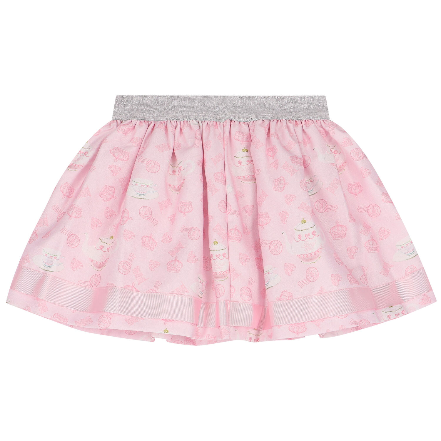 Girls Ivory & Purple Embellished Skirt Set, 3, hi-res