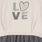 Girls Ivory & Black Long Sleeve Dress, 1, hi-res