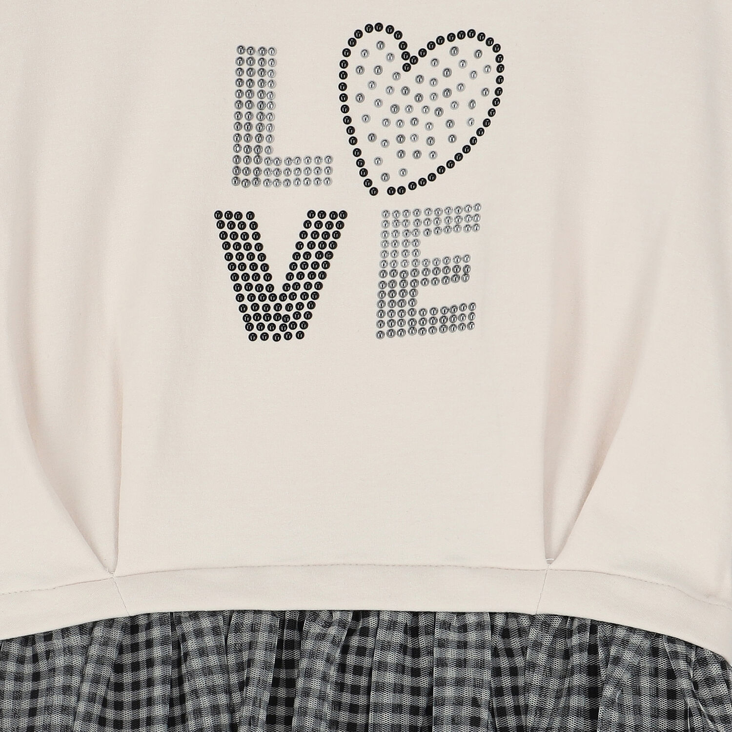 Girls Ivory & Black Long Sleeve Dress, 1, hi-res