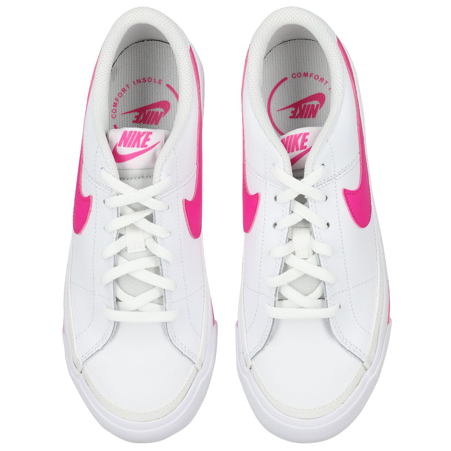 Girls White & Pink Court Legacy Trainers, 2, hi-res