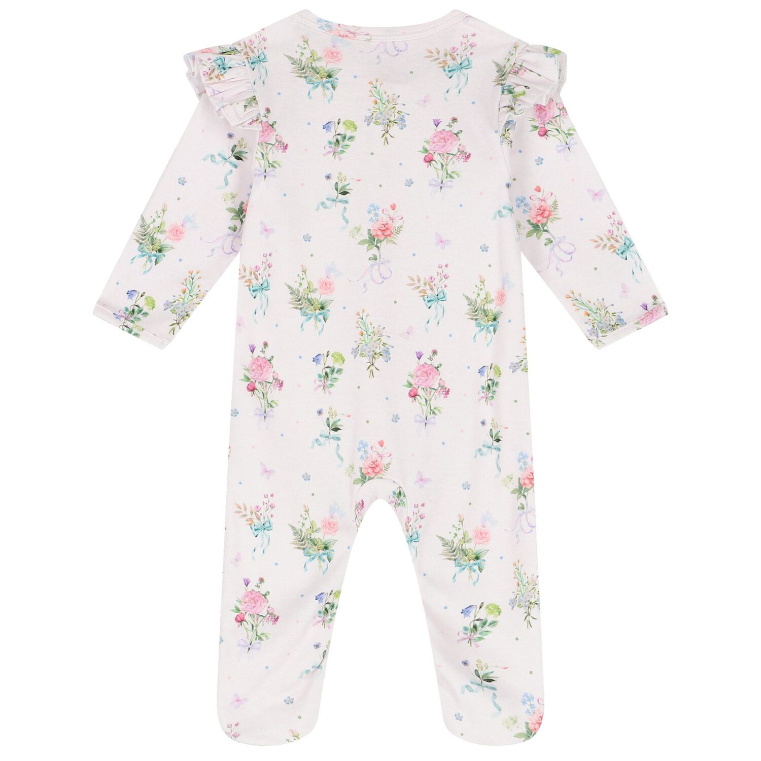 Baby Girls Pink Floral Babygrow, 1, hi-res