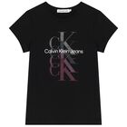Girls Black Logo T-Shirt, 2, hi-res