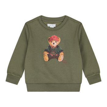 Baby Boys Green Polo Bear Logo Sweatshirt
