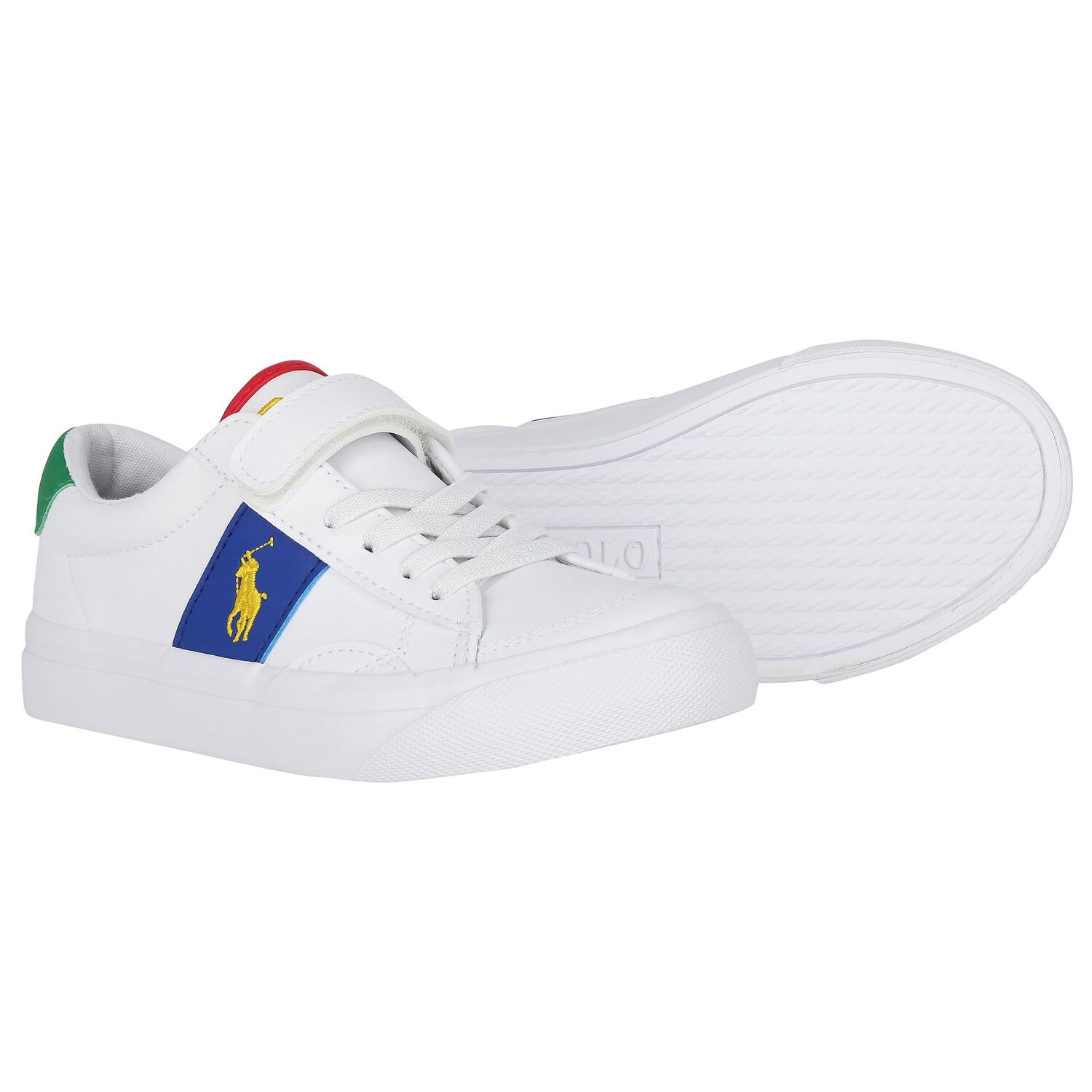 Boys White Logo Trainers, 1, hi-res