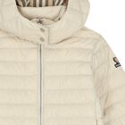 Girls Beige Hooded Puffer Jacket, 1, hi-res