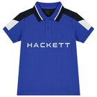 Boys Blue Logo Polo Shirt, 1, hi-res