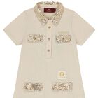 Girls Beige & Gold Logo Polo Dress, 1, hi-res