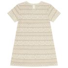 Girls Beige Logo Knitted Dress, 1, hi-res