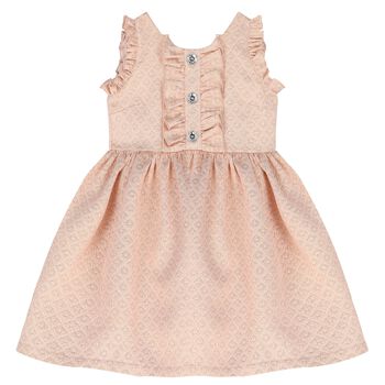 Girls Pink Jacquard Dress
