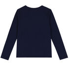 Girls Navy Bear Long Sleeve Top, 1, hi-res