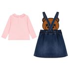 Younger Girls Pink & Blue Denim Teddy Bear Skirt Set, 1, hi-res