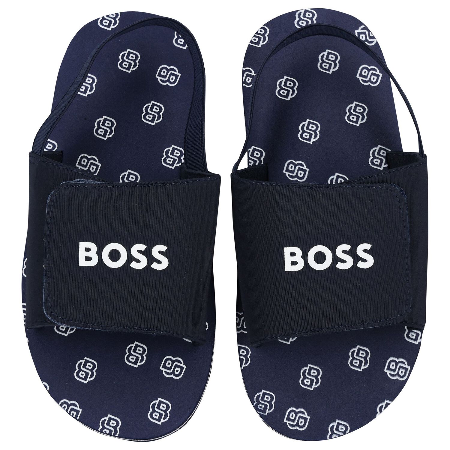 Boys Navy Blue Logo Sandals, 3, hi-res image number null
