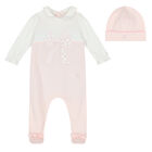 Baby Girls Pink & White Bow Babygrow Set, 1, hi-res