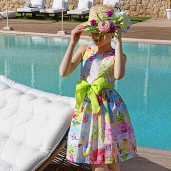 Girls Multi-Colored Bow Dress