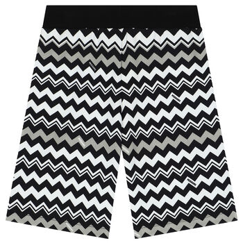 Boys Black & White Zigzag Shorts