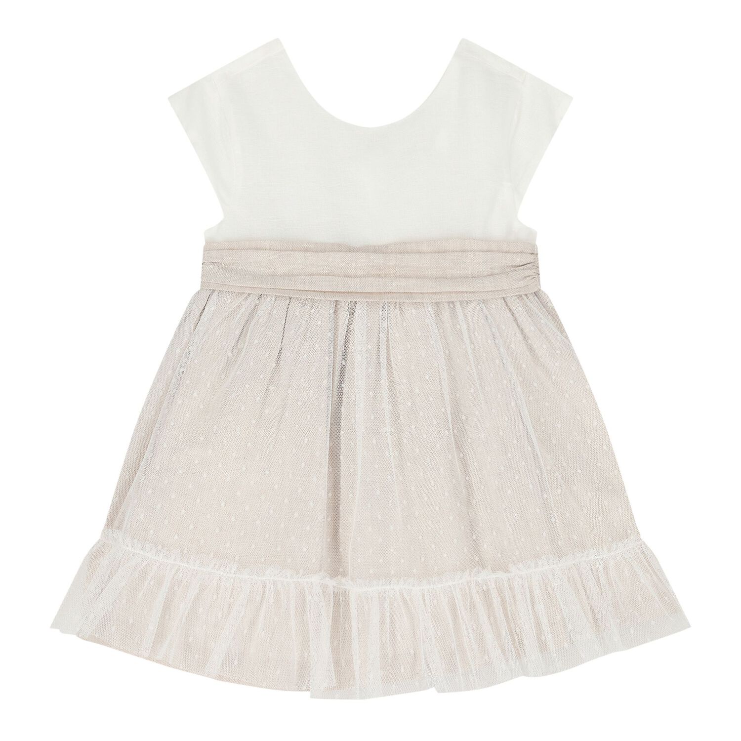 Baby Girls Ivory & Beige Dress Set, 1, hi-res